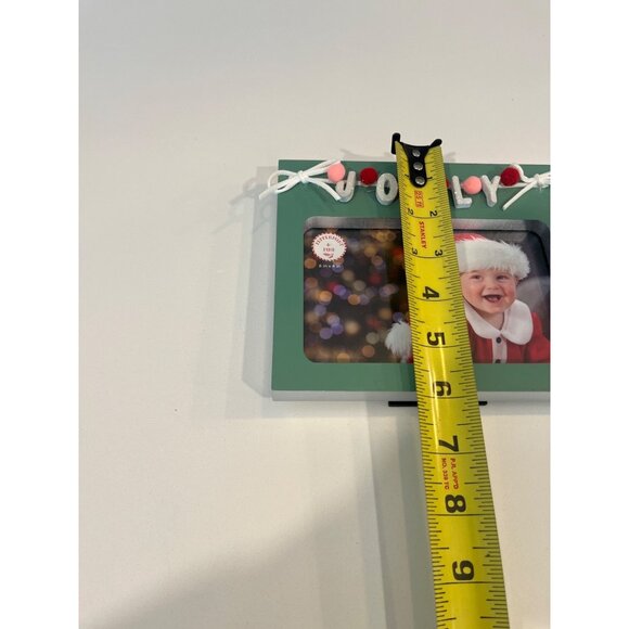 Jolly Christmas-Themed 6x4 Photo Frame With Felt Pom-Poms & Bow Accents Green & - Picture 6 of 6